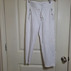 Raffaello Rossi Candy White Jogger Pants with Zipper Pockets